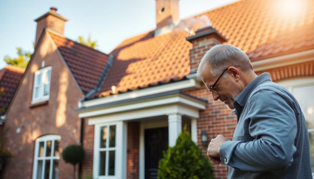 A serene home exterior in the historic city of 's-Hertogenbosch. Sunlight gently illuminates the classic red-brick façade, casting warm shadows across the well-maintained rooftop. In the foreground, a homeowner examines the chimney, considering a free inspection and quote for its removal. The scene conveys a sense of calm professionalism, inviting the viewer to imagine the ease of the request process. Subtle architectural details and greenery in the background set the scene within the tranquil neighborhood. The overall atmosphere is one of trustworthy expertise and customer-focused service. A serene home exterior in the historic city of 's-Hertogenbosch. Sunlight gently illuminates the classic red-brick façade, casting warm shadows across the well-maintained rooftop. In the foreground, a homeowner examines the chimney, considering a free inspection and quote for its removal. The scene conveys a sense of calm professionalism, inviting the viewer to imagine the ease of the request process. Subtle architectural details and greenery in the background set the scene within the tranquil neighborhood. The overall atmosphere is one of trustworthy expertise and customer-focused service.